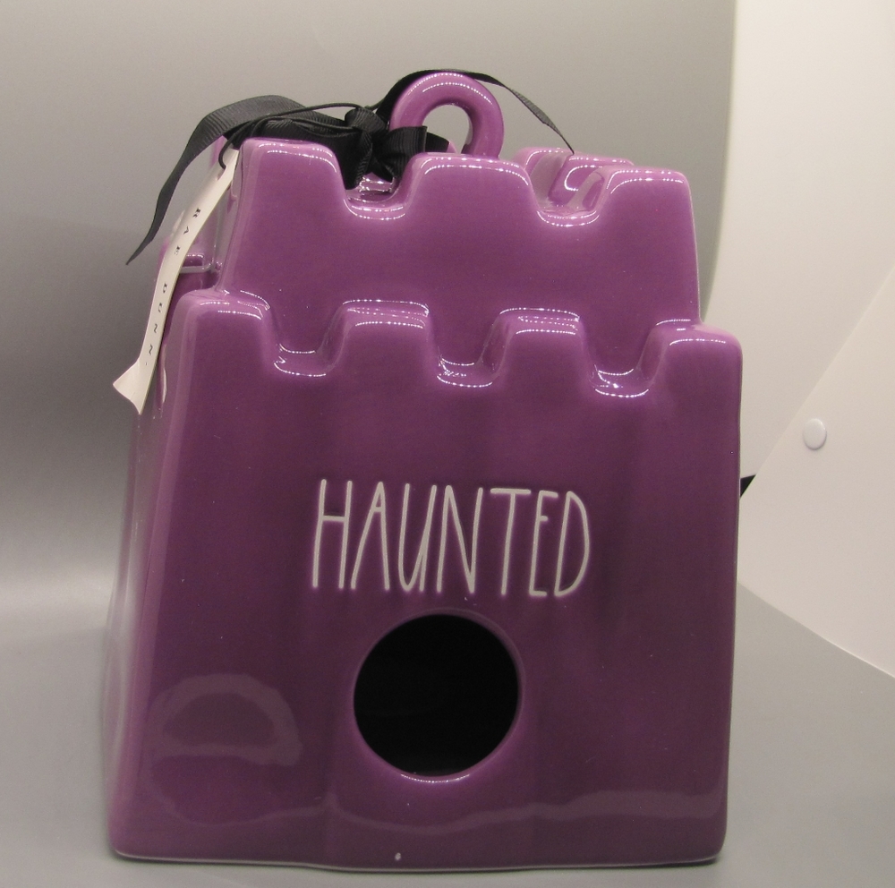 Rae Dunn "Haunted" Bird House Purple New With Tag 7.5"H 6"W Halloween HTF